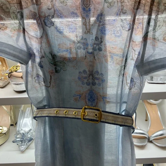 Elegant Women's Dress in Light Blue and Green - Picture 2 of 5